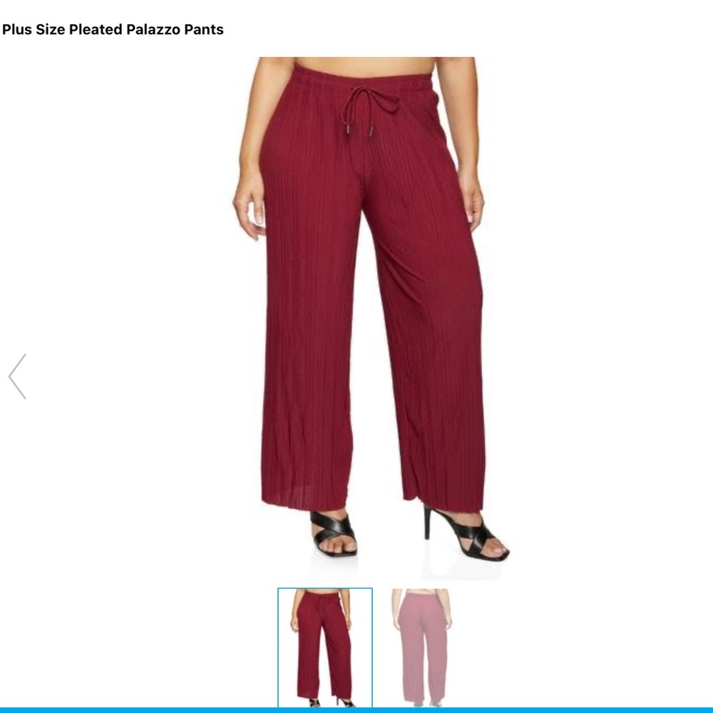 Plus Size Pleated Palazzo Pants Wide Leg